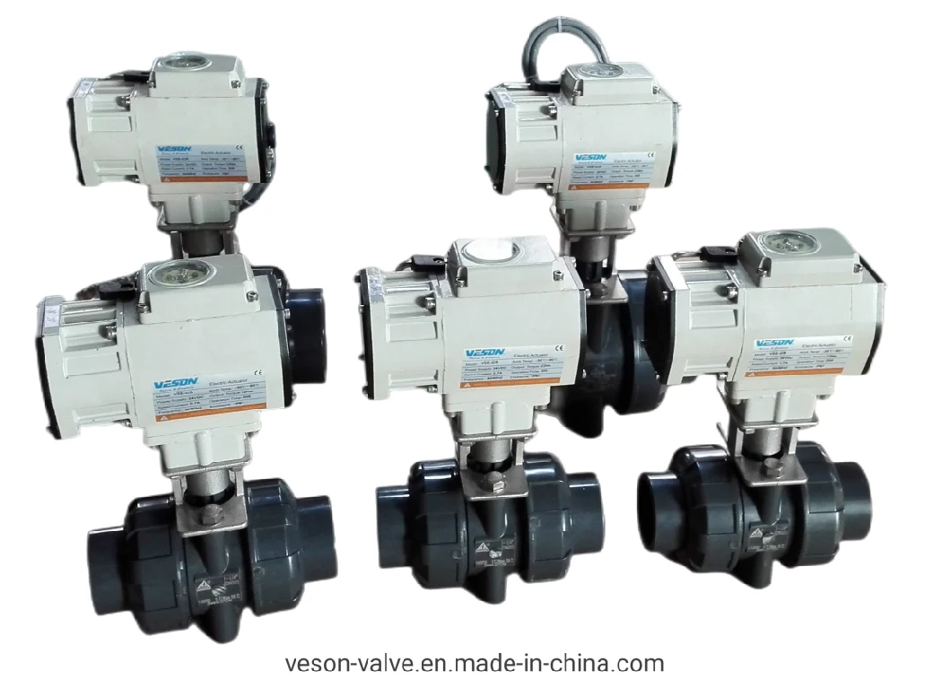 2 Way 2&quot; PVC Electric Ball Valve, DC12V Large Torque Motorized Valve with Manual Operation and Indicator