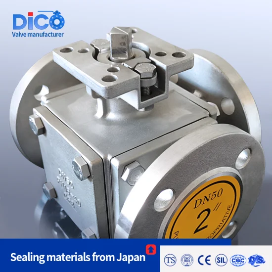 Dico Building Material Stainless Steel CF8/CF3m/Wcb 3 Way Flange Ball Valve